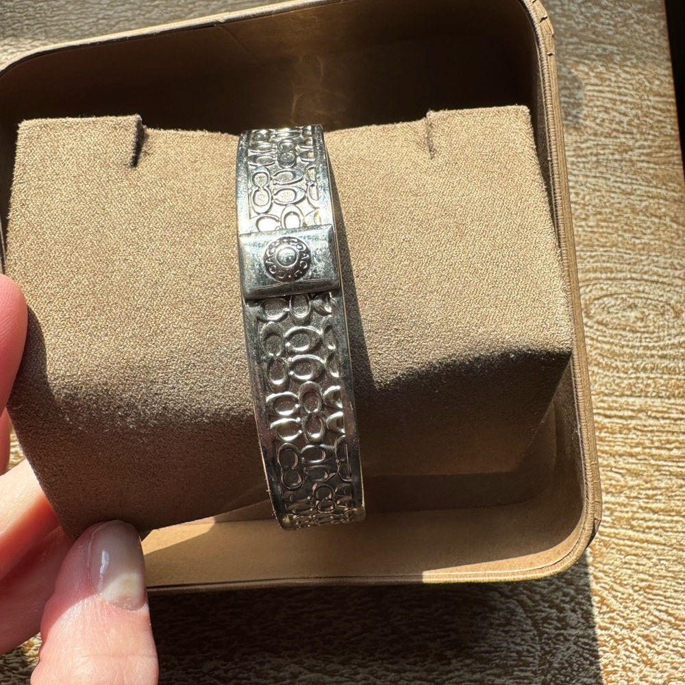 Coach Silver Textured Bangle